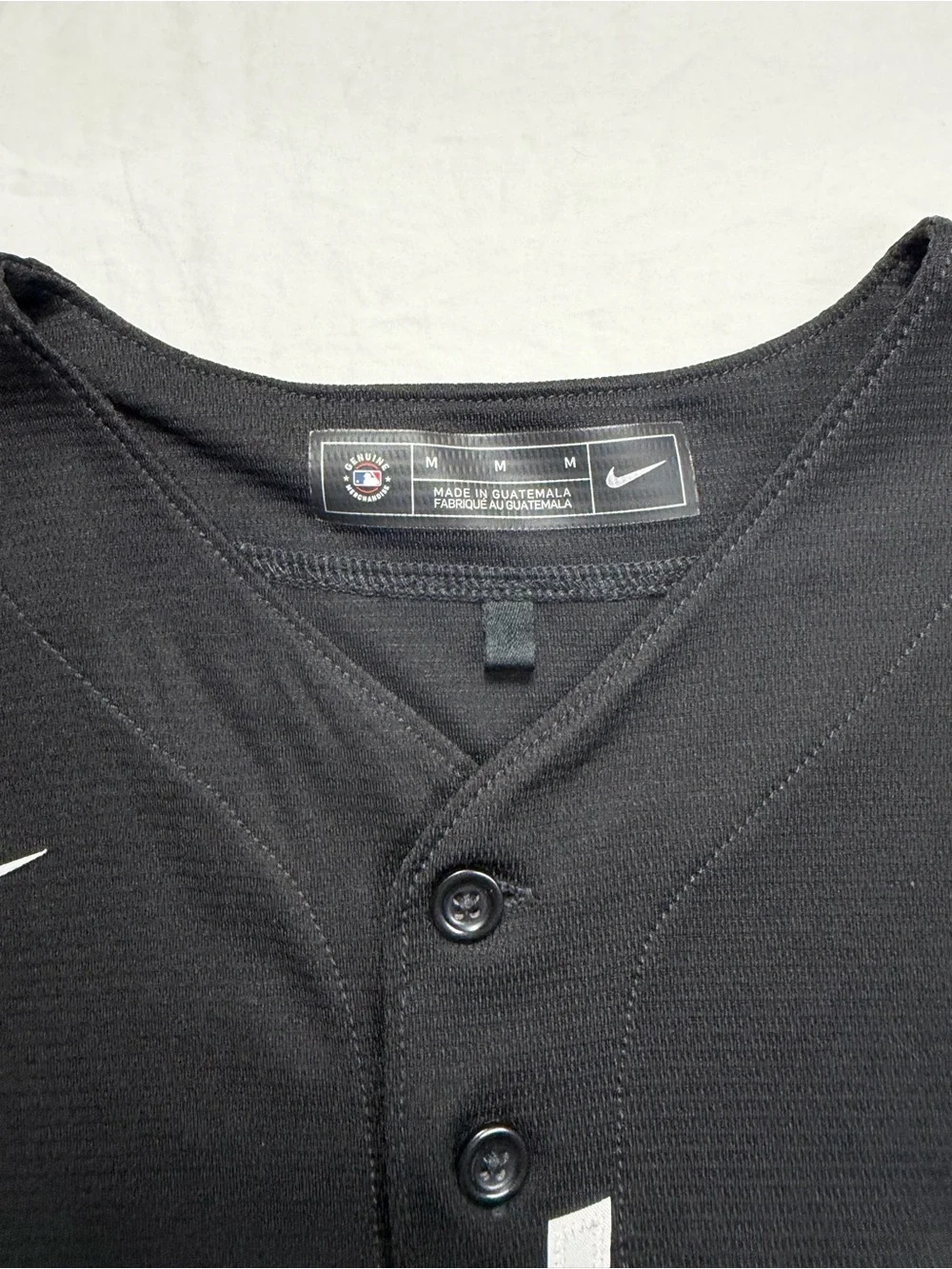 Nike Black Dodgers Button-Front Baseball Jersey with White Script